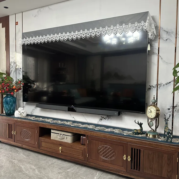 鸢尾【珞光纱】高透 电视机防尘盖布 五斗柜电视柜蕾丝桌旗