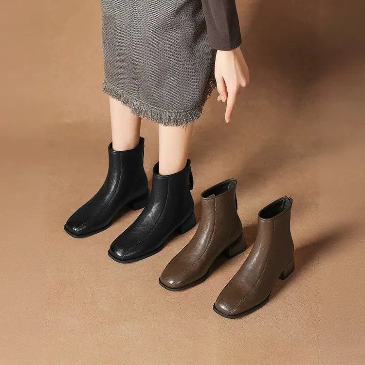 【源头工厂】嘉佰利爆款短靴法式2025秋冬季百搭款女靴马丁靴粗跟靴