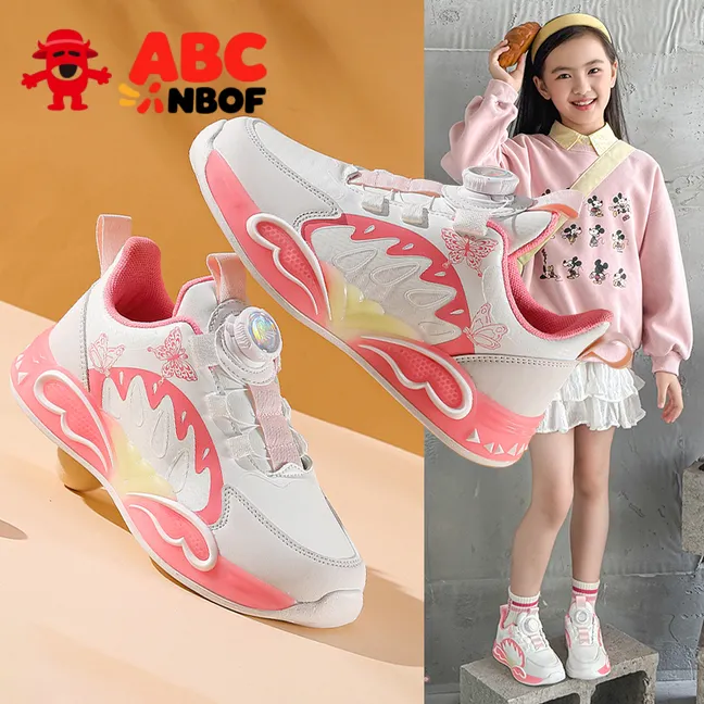 ABC NBOF女童鞋子运动鞋2025春秋新款皮面防水儿童女孩休闲跑步鞋