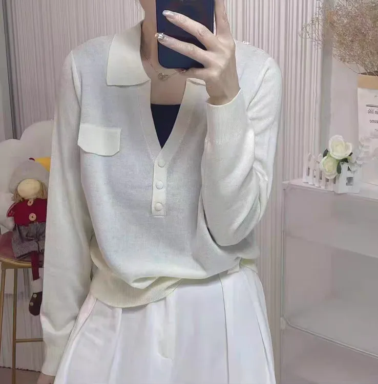 B 门店59&9！格雷针织衫」假两件绵羊毛蚕丝毛衣上衣女 T4762