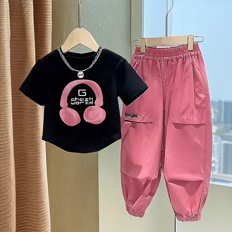 多巴胺女孩夏季套装洋气时髦童装宝宝儿童2025炸街潮牌衣服新款