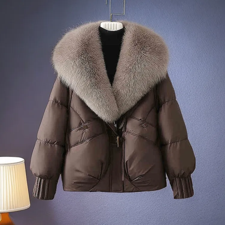 高级感超好看羽绒棉服女2025冬季新款保暖加厚大毛领宽松面包外套