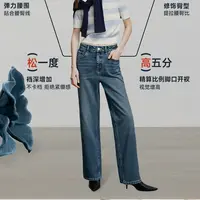 【王雪糕专属】初语窄版阔腿时髦百搭小众休闲绣花牛仔裤子8518059