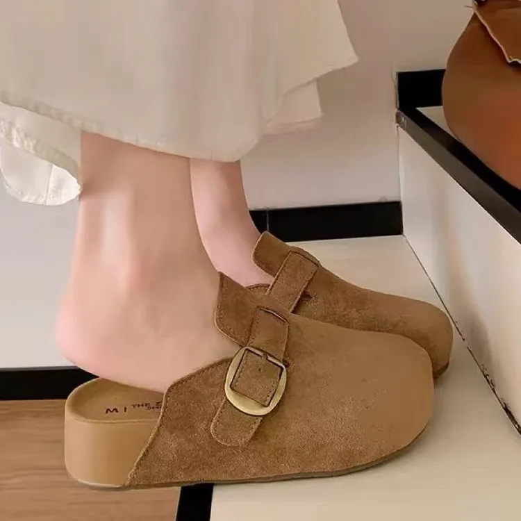 小个子增高一脚蹬女鞋厚底包头拖鞋秋冬外穿博肯半拖百搭勃肯单鞋
