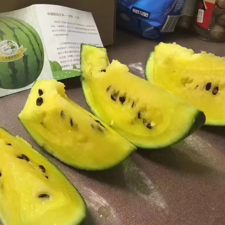手剥黄瓤冰淇淋西瓜皮薄多汁仁风富硒西瓜4个装