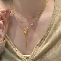 铜合金项链 古法传承福禄生花新中式双层葫芦项链轻奢百搭锁骨链