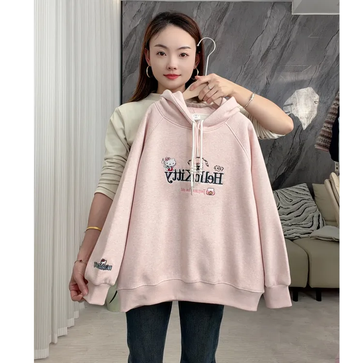 【恬颖KIDS】女童加绒卫衣2025新款秋冬宽松长袖中大童休闲连帽上衣