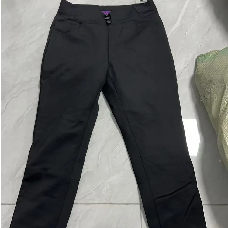 纯色冬季 黑色鹅绒休闲裤 纽扣工装风透气1512（有大码）