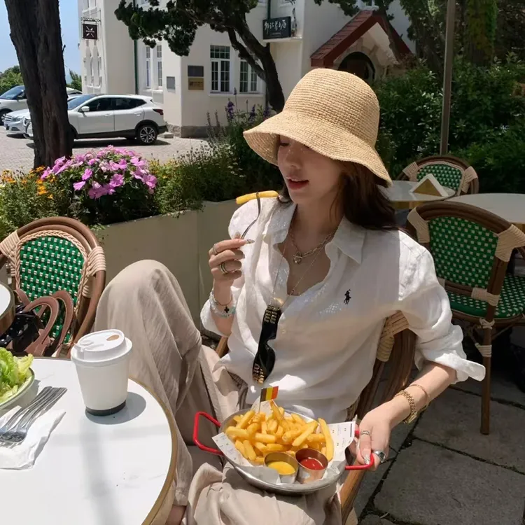 老钱风亚麻纯色经典小马刺绣衬衫防晒开衫夏季长袖衬衣休闲