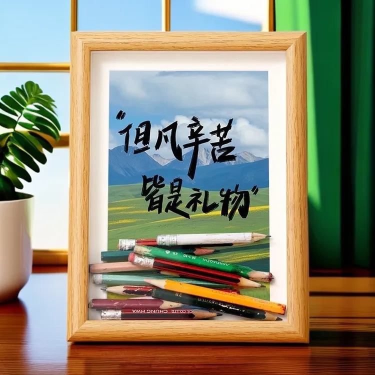 但凡辛苦皆是礼物铅笔头收纳纪念diy相框摆台一年级文具中空画框