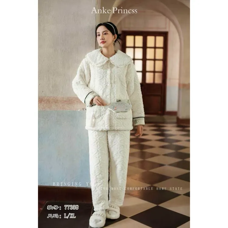 【好粗鲁专属】高品质夹棉加厚国风女士家居服睡衣套装可外穿7735