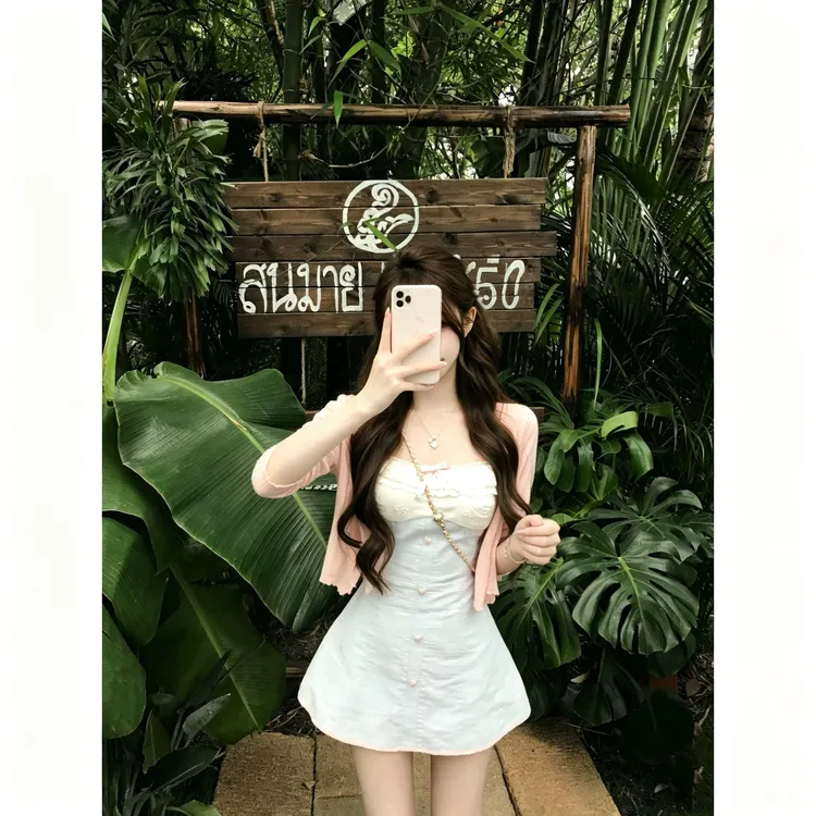 初恋日记 夏季千金甜美风原创设计修身显瘦蕾丝吊带公主连衣裙