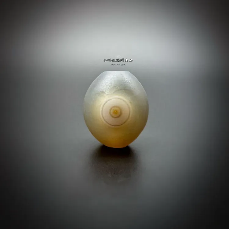 天然哑光玛瑙橄榄珠一眼古珠特色饰品 尺寸 21.3*18.7
