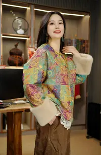 【伯虎说523】彩虹堂双面拼接新国风上衣时尚复古棉款女装外套