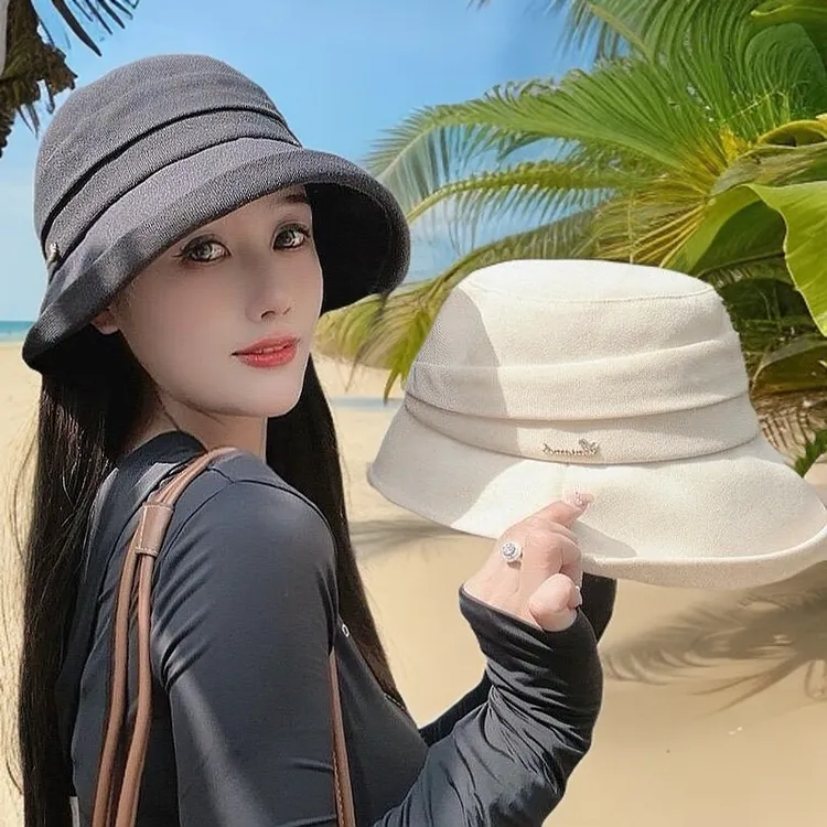 2025新款春夏渔夫帽女夏季百搭遮阳帽遮脸时尚防晒帽卷边太阳帽潮