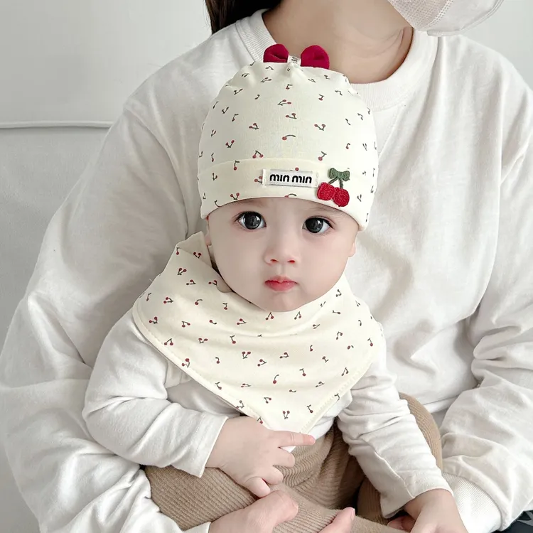 婴儿帽子春秋棉布0-3个月新生儿甜美韩版男女宝宝胎帽满月幼儿帽