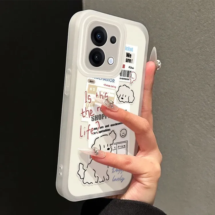 报纸小狗适用苹果16手机壳13保护壳iPhone15磨砂14卡通12软11防摔