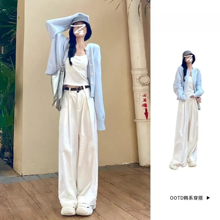 蓝色慵懒风针织开衫毛衣外套女早秋季2025新爆款软糯短款长袖上衣