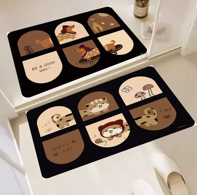 【两件装】硅藻泥吸水地垫浴室防滑卫生间门口速干家用垫垫子可爱