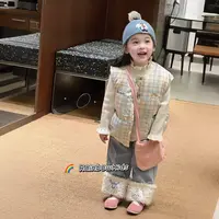 【彩虹家】2025深秋冬款女童马甲卡通牛仔裤套装-98030
