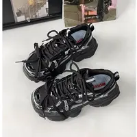 2654黑色运动鞋女夏季百搭网面透气网红爆款休闲鞋厚底老爹鞋