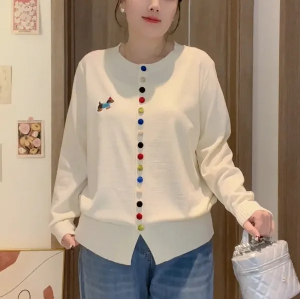 （505）2025新款腊肠狗彩扣针织衫时尚高端设计毛针织衫宽松百搭秋
