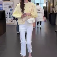 衣源89326#设计感花朵叠穿毛衣背心秋季新款无袖马甲上衣(长约51）