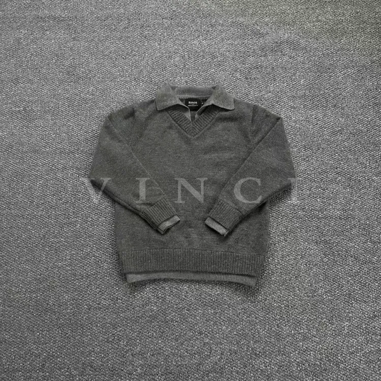 【Vinci】高品质假两件V领仿羊绒polo氛围感老钱内搭秋冬针织毛衣