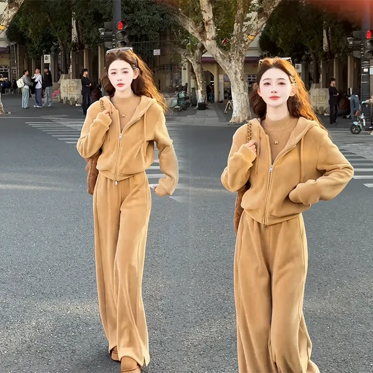 慵懒风洋气时尚套装卫衣女韩系减龄显瘦女装穿搭加绒加厚一整套女