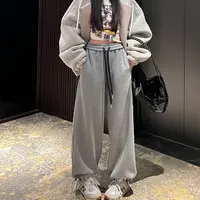 【Qiu仇 Studio】8801冬季新款高腰抽绳可收脚口加绒休闲裤女士裤子