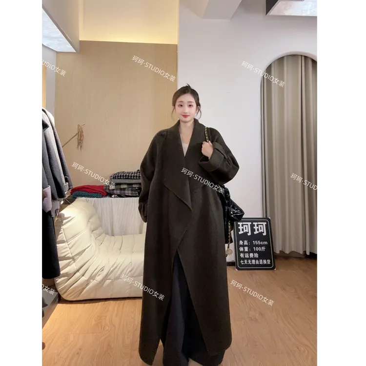 【珂珂】秋冬新款时尚气质修身百搭宽松双面呢大衣外套24010