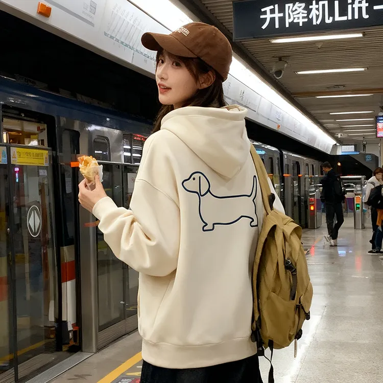 【PANDARICH】重磅刺绣慵懒小狗外套情侣开衫连帽卫衣外套秋冬休闲
