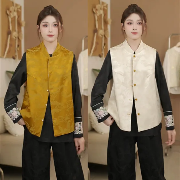 两面穿春夏新中式国风提花女新款高级感百搭马夹