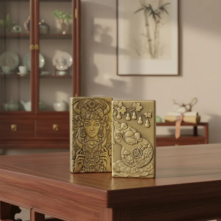 经典手工超薄卡片黄铜一体浮雕葫芦打火机个性复古精工版盔甲机