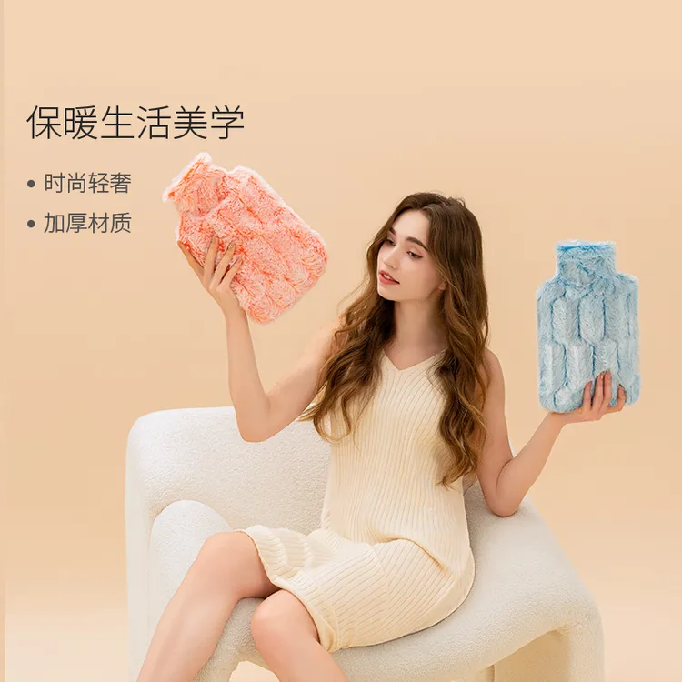 samply三朴注水热水袋大号敷肚子灌水暖水袋被窝暖手暖宫毛绒柔软