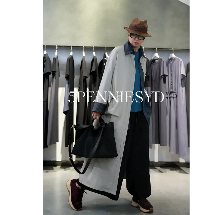 5 PENNIES YD设计师款原创秋季休闲中长款灰色风衣外套5S0731975L