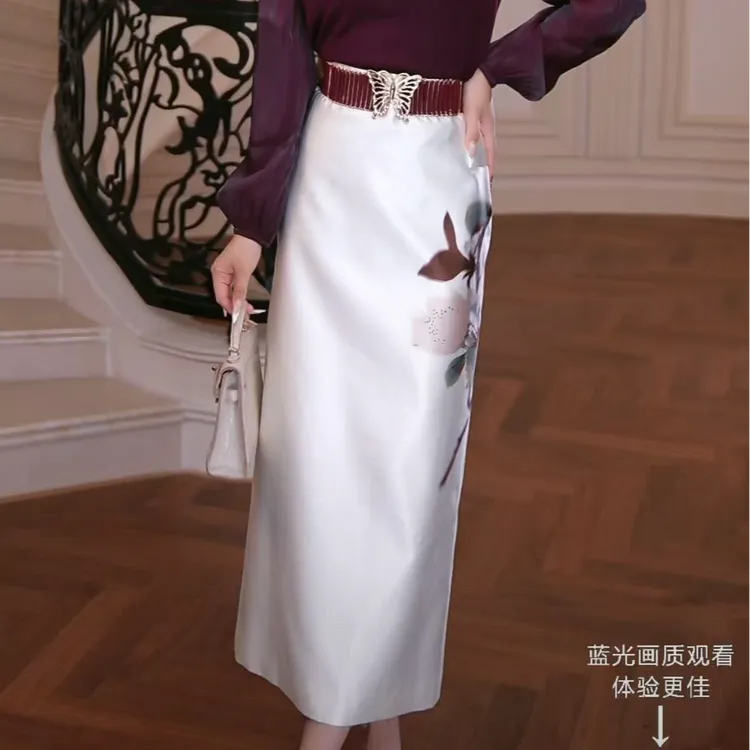 芙娜妮【热恋岛屿】2025秋冬新款气质百搭修身显瘦半身裙F2530382B