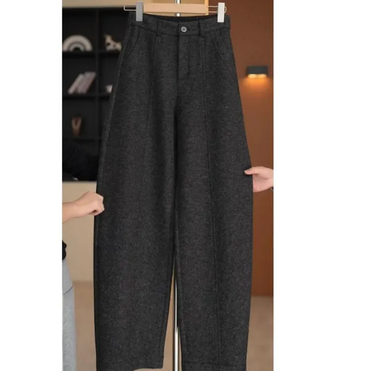 【JIUJIU】设计感立体高腰阔腿加绒休闲裤-K20220