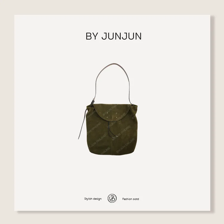 ByJunjun四角线牛反绒牛皮包
