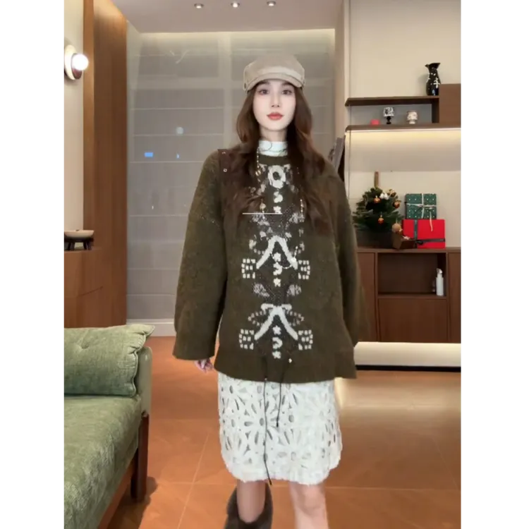 流行一整套2026春季新款时尚气质减龄慵懒风毛衣裙子两件套