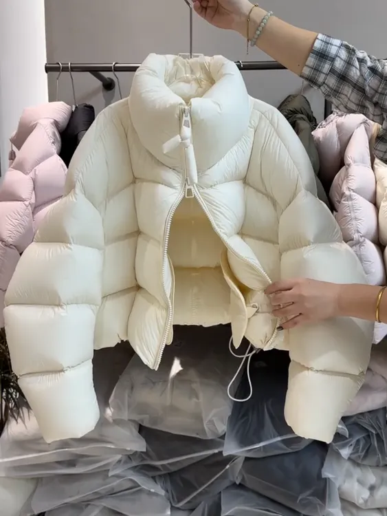 美式立领白色棉服女冬季外套2025年新款拉链加厚保暖面包服外套潮