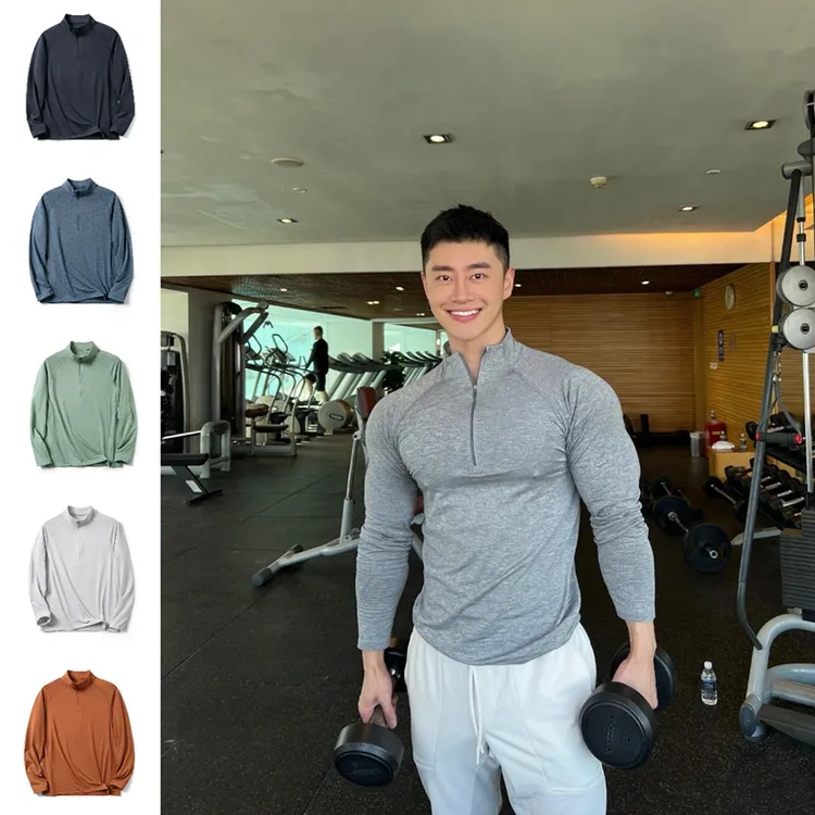 意式Airpro-Heat科技透气保暖运动休闲半拉链立领长袖T恤男打底衫