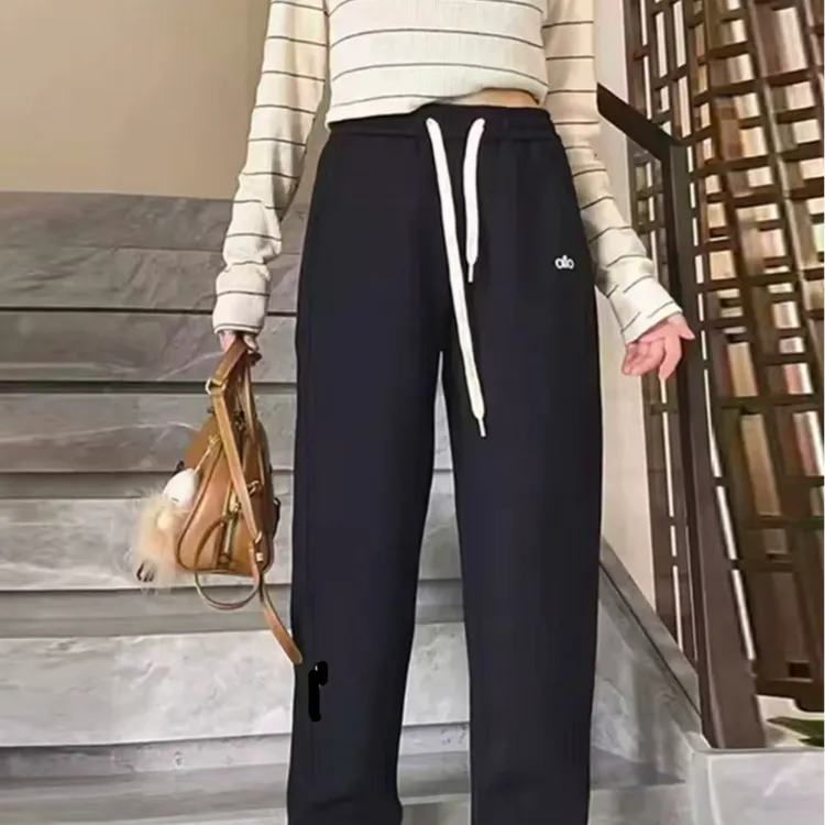 6069休闲百搭字母刺绣加绒卫裤