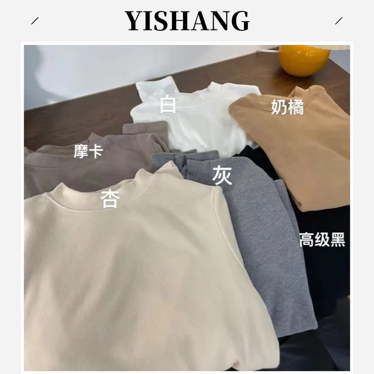 双面慕斯绒小立领软糯亲肤薄绒保暖春秋季新款长袖内搭打底衫上衣