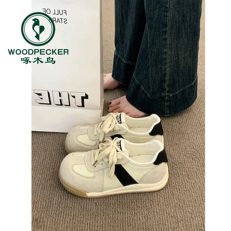 啄木鸟德训鞋女鞋子2025春夏新款百搭厚底大头丑萌小白运动休闲鞋