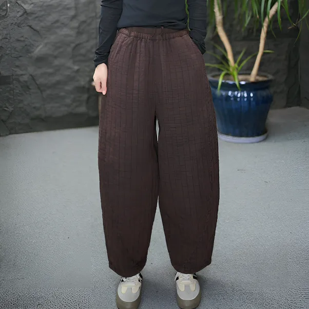 【棉裤】FF秋冬保暖休闲灯笼裤微弹文艺水洗交织纯色休闲裤长裤