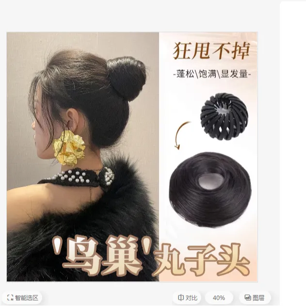 【鸟巢式】新款丸子头假发发圈女随意收缩盘发器仿真发蓬松慵懒气质商品图