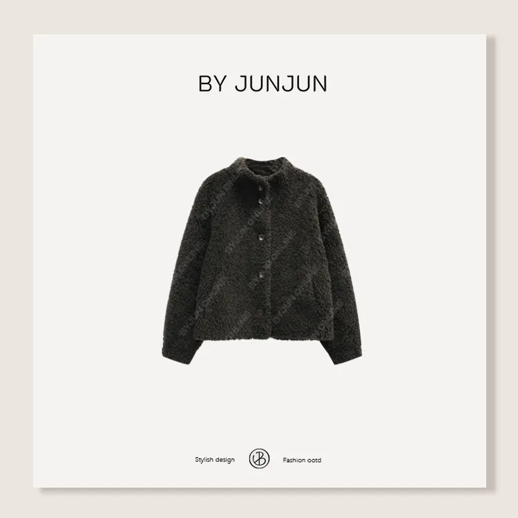 ByJunjun 2025冬季新款高级女装【黑糖酥酥】显瘦羊毛外套C24W7522