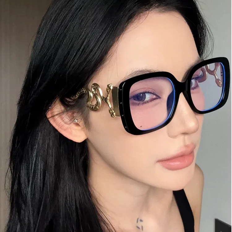 美式复古超大框黑框眼镜女高级感素颜神器大脸显脸小方框眼睛镜框