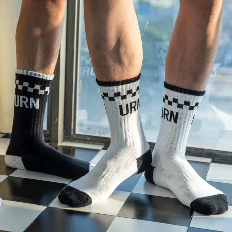 MUCHA棉品高筒针织毛巾底网眼吸汗透气运动袜防滑